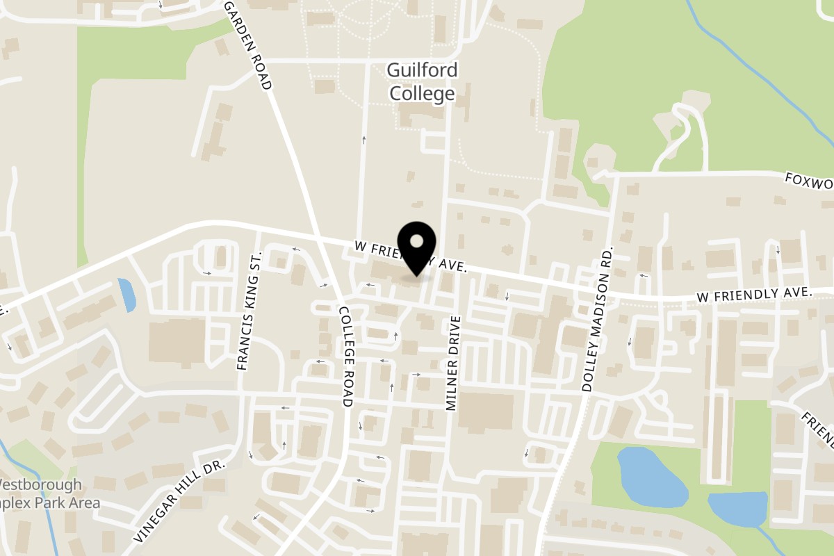 Map showing the location of Jam's Deli on 5707 W Friendly Ave in Greensboro